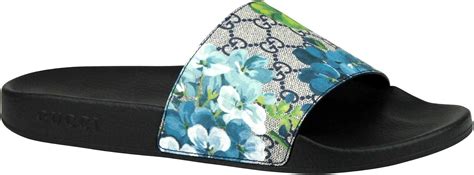 blue gucci flower slides|gucci floral slides outfit.